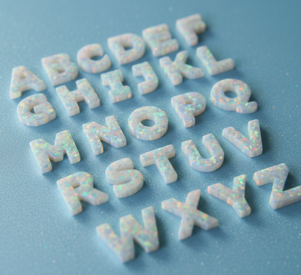 Personalized Opal Initial Necklace – Custom Letter A-Z