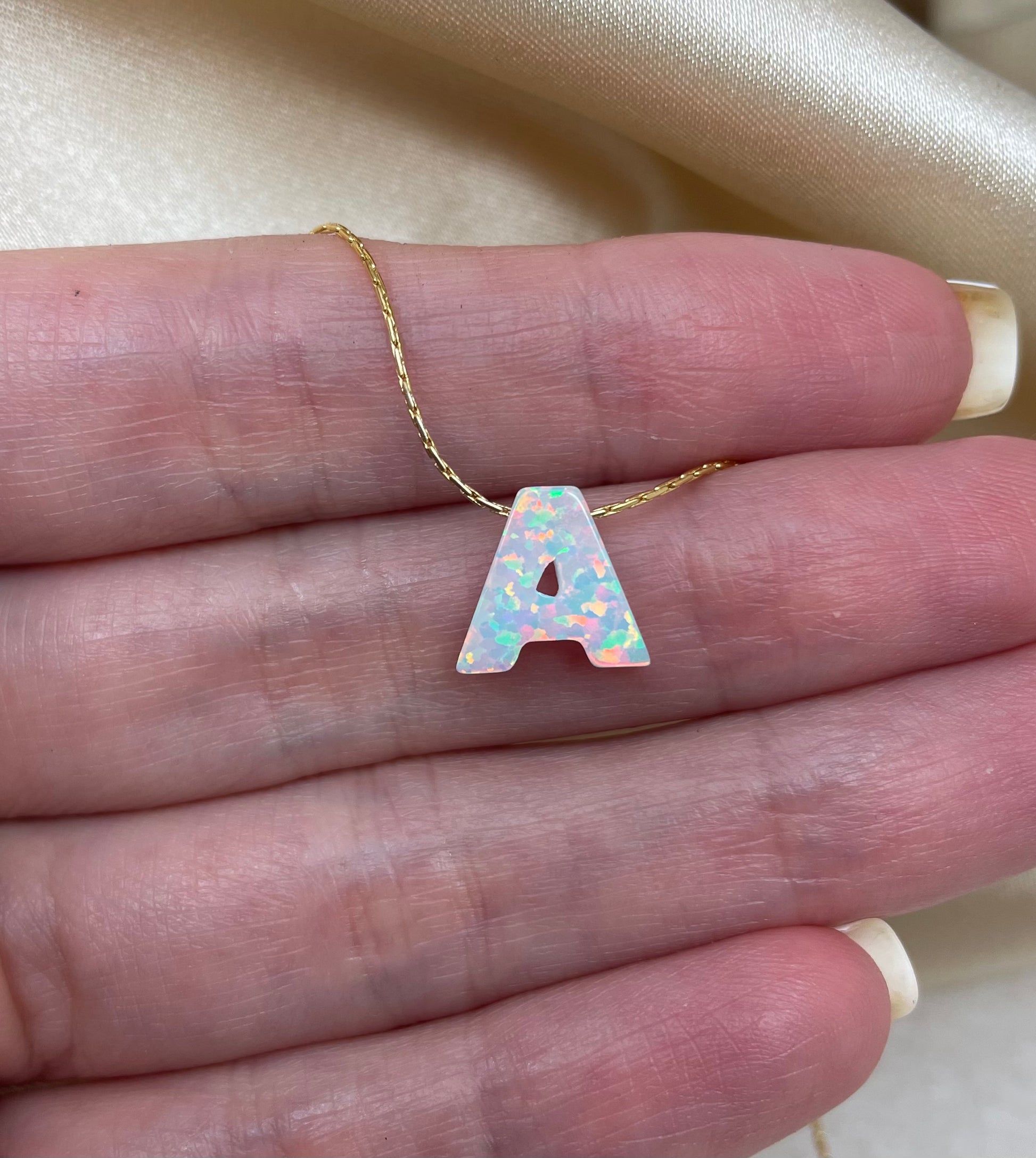 Personalized Opal Initial Necklace – Custom Letter A-Z - OpaLandJewelry