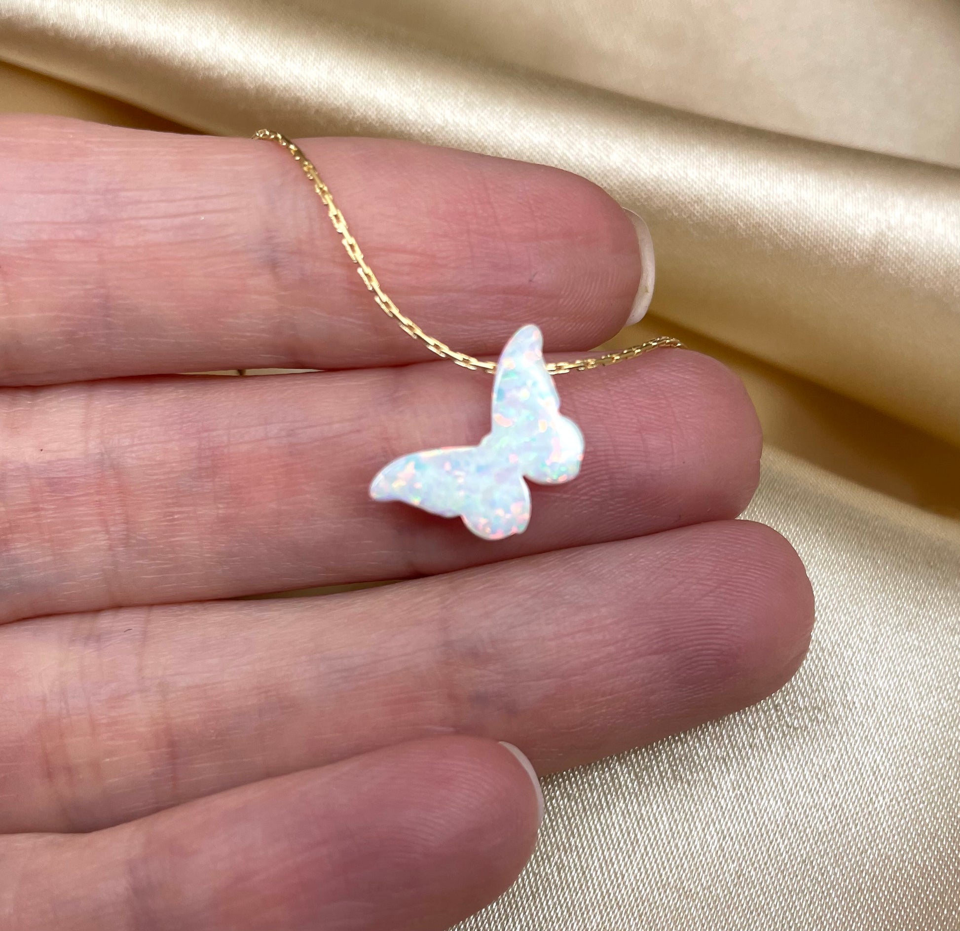 Opal butterfly necklace - OpaLandJewelry