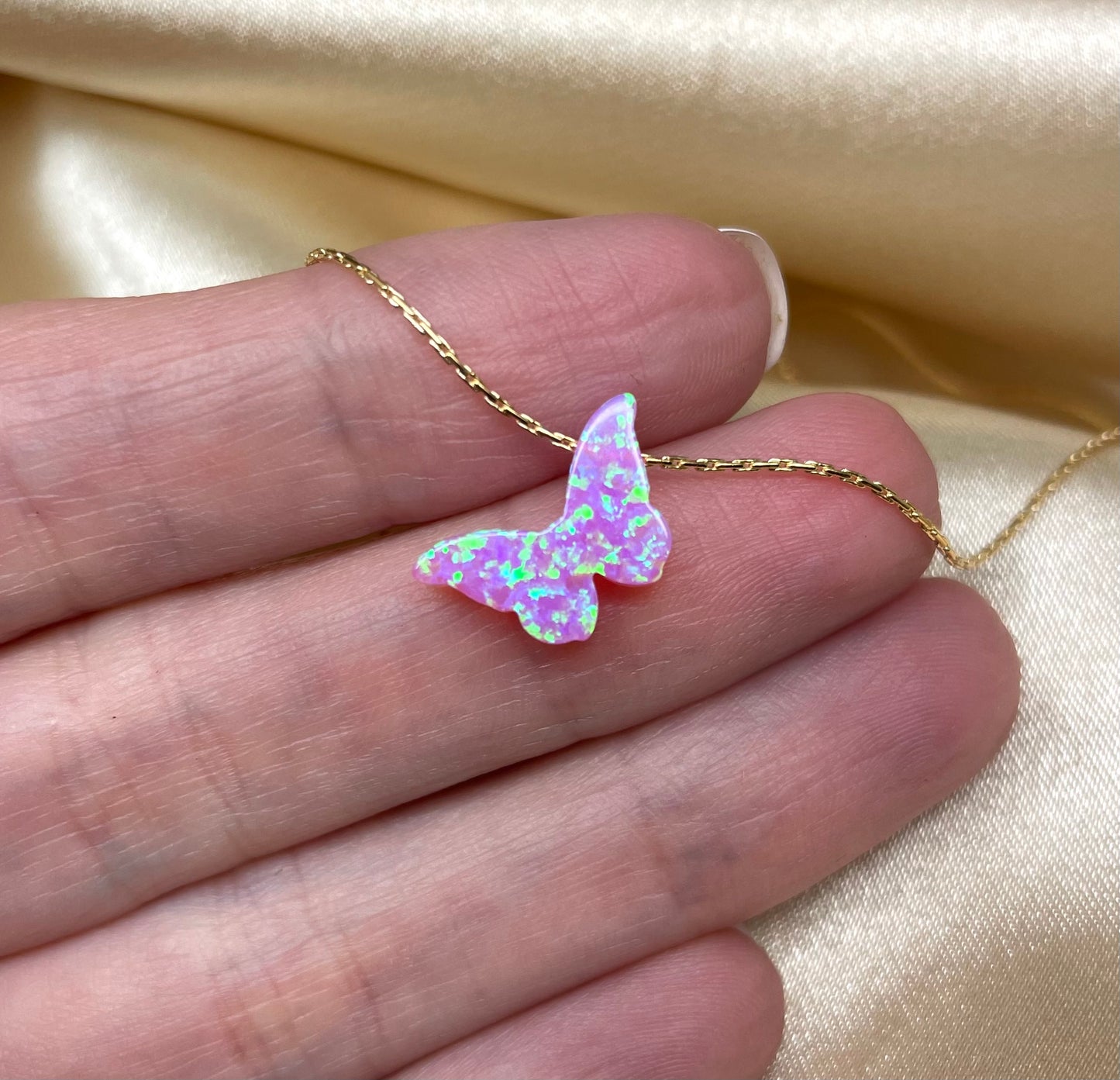 Opal butterfly necklace