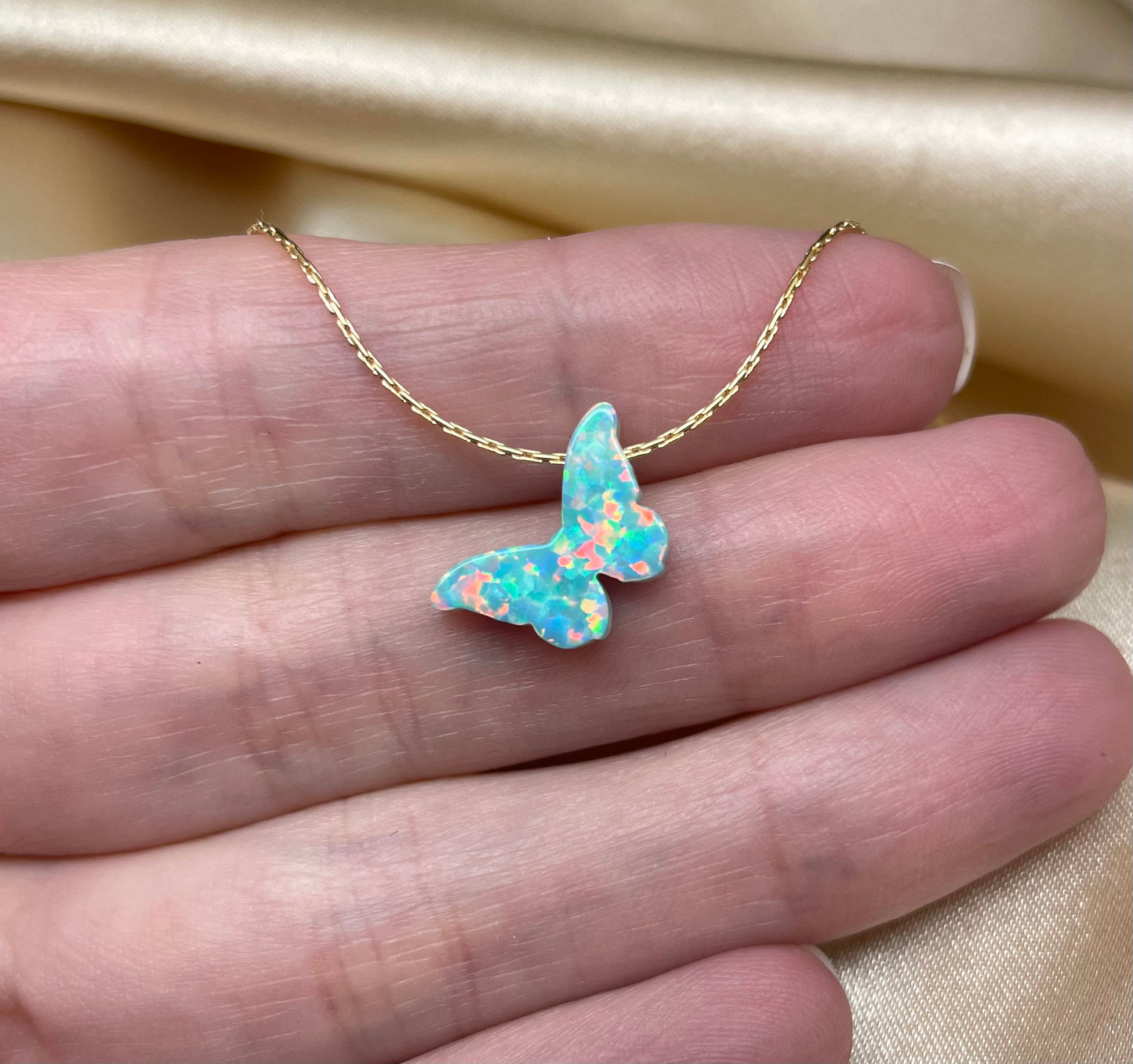 Opal Butterfly Necklace - 12 mesmerizing colors - OpaLandJewelry