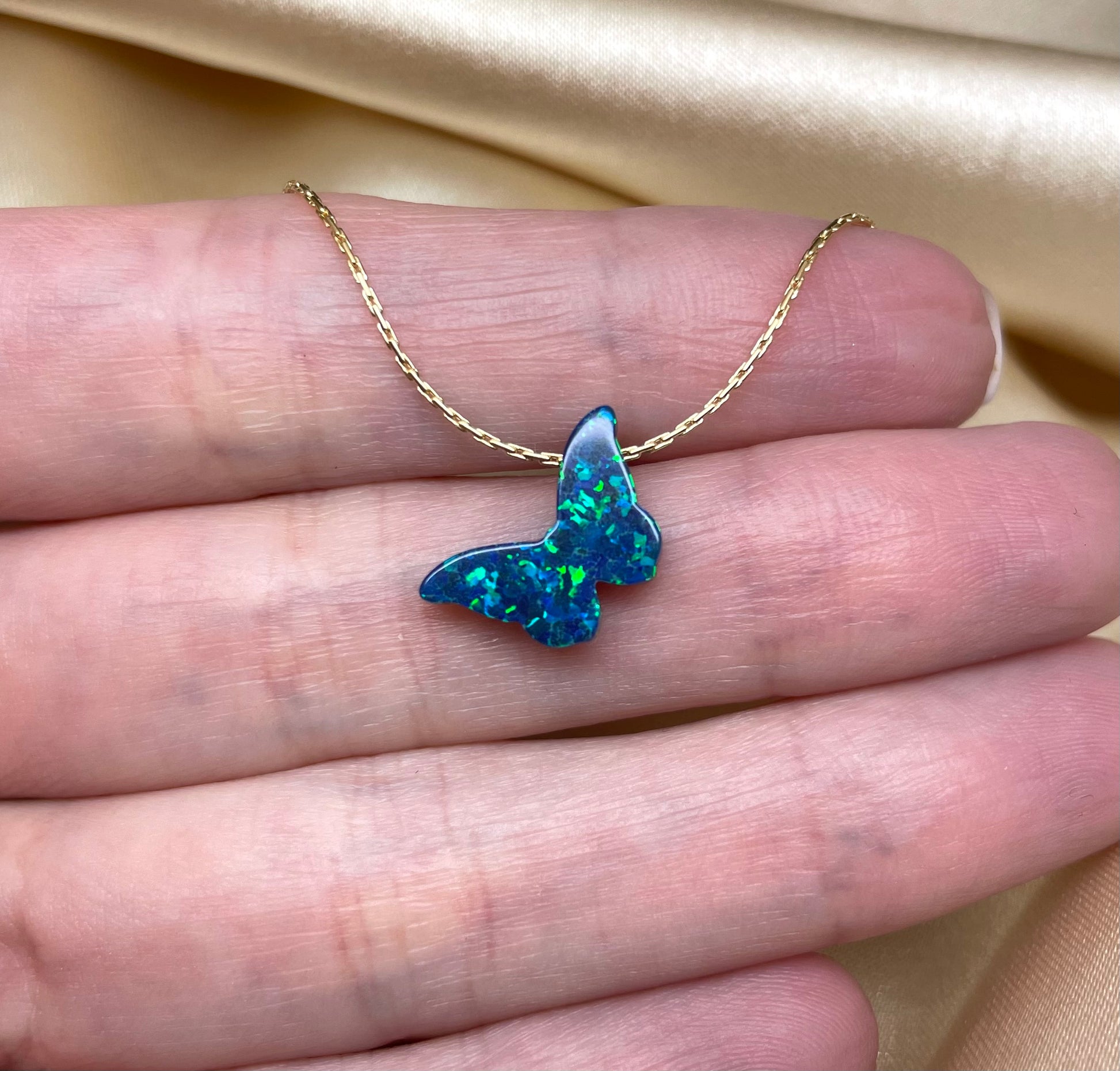 Opal butterfly necklace - OpaLandJewelry