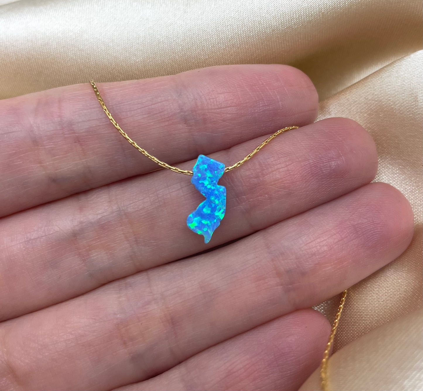 New Jersey Opal Necklace — NJ State Pendant