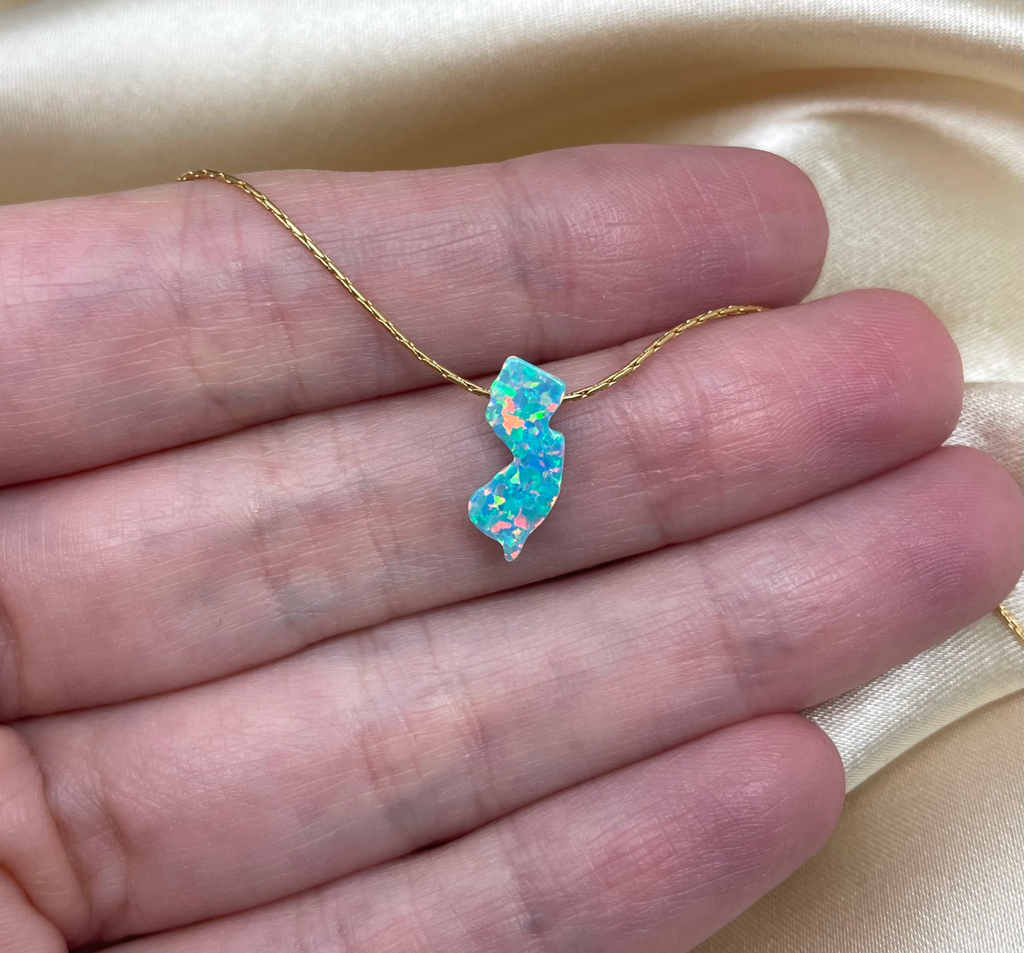 New Jersey Opal Necklace — NJ State Pendant