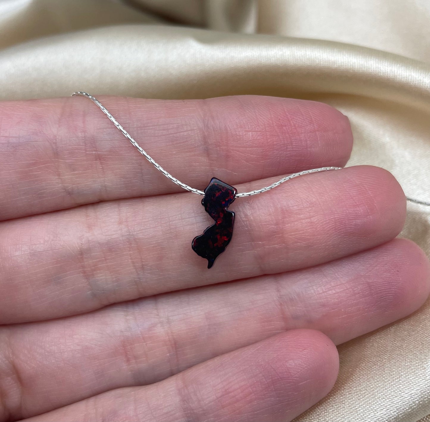 New Jersey Opal Necklace — NJ State Pendant