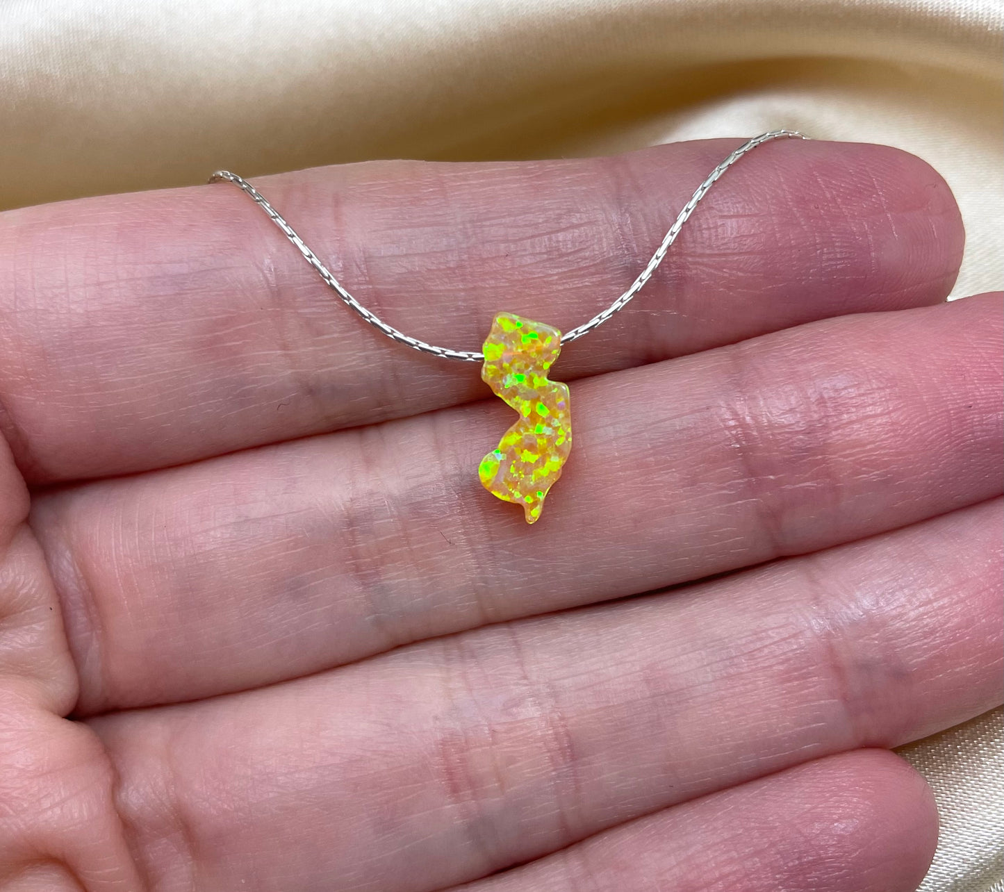 New Jersey Opal Necklace — NJ State Pendant