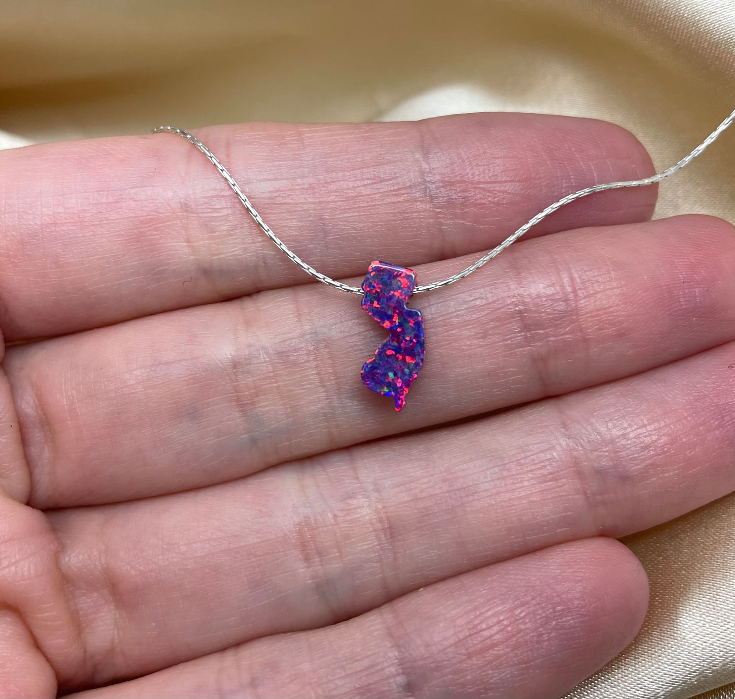 New Jersey Opal Necklace — NJ State Pendant