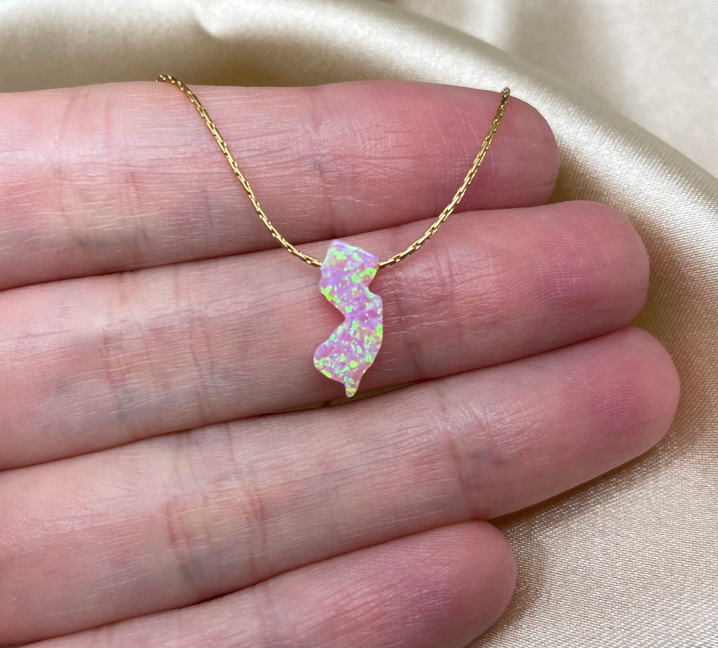 New Jersey Opal Necklace — NJ State Pendant