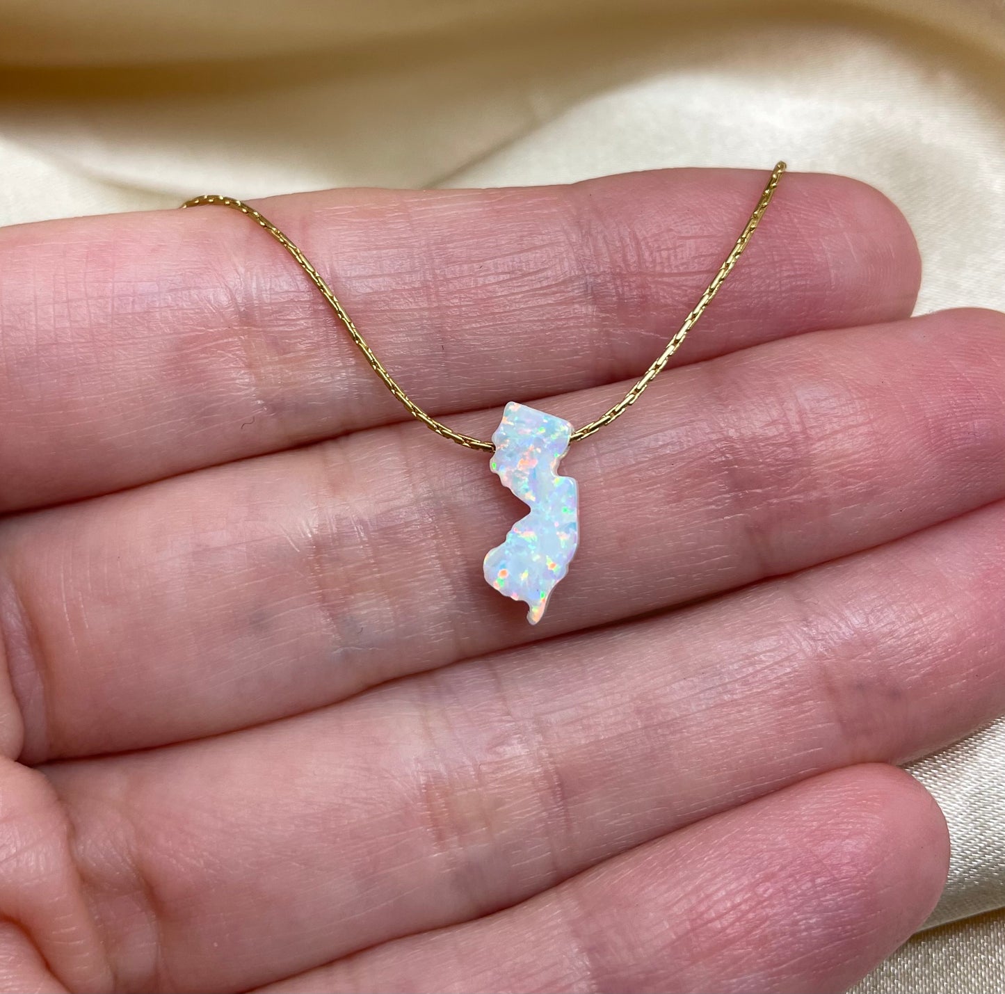 New Jersey Opal Necklace — NJ State Pendant
