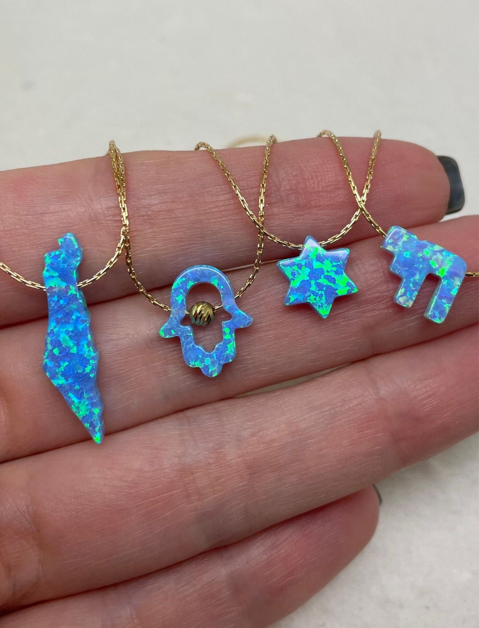 hebrew pendants opal