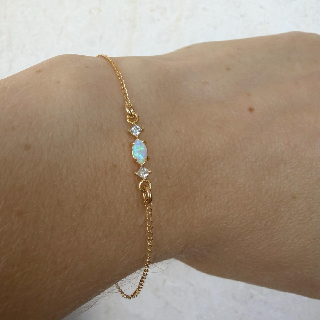Opal Glow Dainty Bracelet – Gold Filled Minimal Elegance