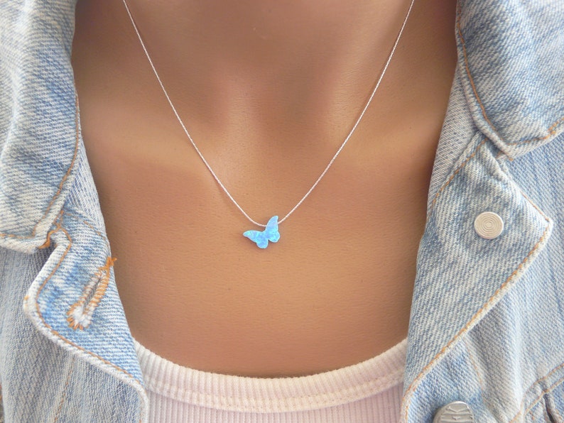 Opal butterfly necklace - OpaLandJewelry
