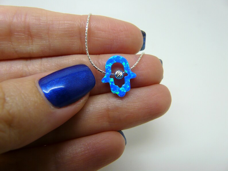 Cutout Hamsa Necklace – Opal Hamsa Charm