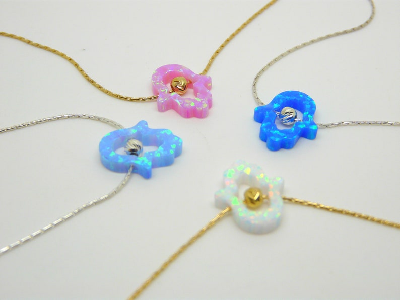 Cutout Hamsa Necklace – Opal Hamsa Charm - OpaLandJewelry