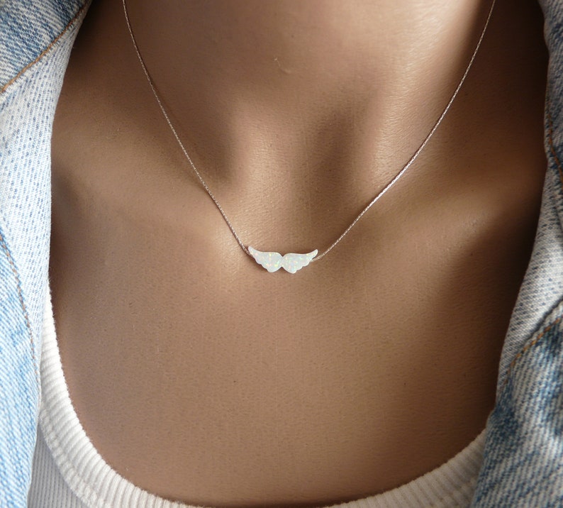 angel wings opal necklace