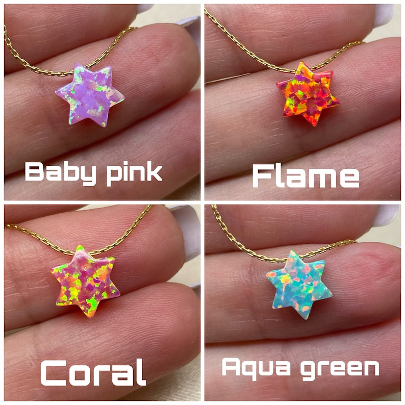 Opal Star of David Necklace – Minimalist Judaica Jewelry - OpaLandJewelry