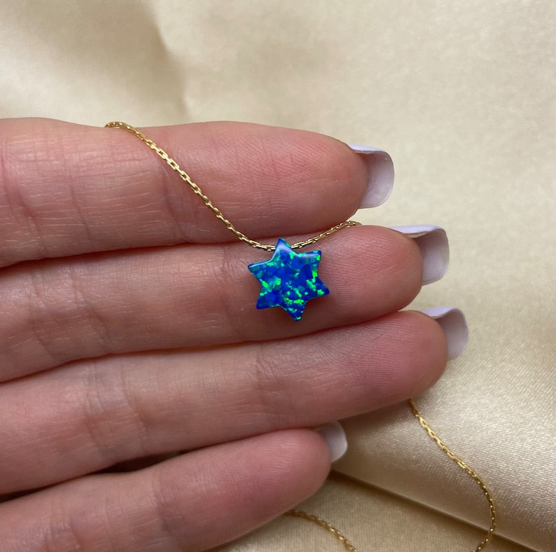 Opal Star of David Necklace – Minimalist Judaica Jewelry - OpaLandJewelry