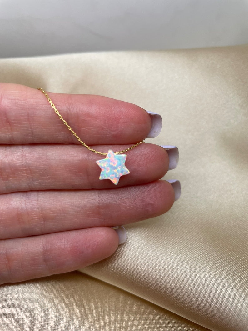 Opal Star of David Necklace – Minimalist Judaica Jewelry - OpaLandJewelry