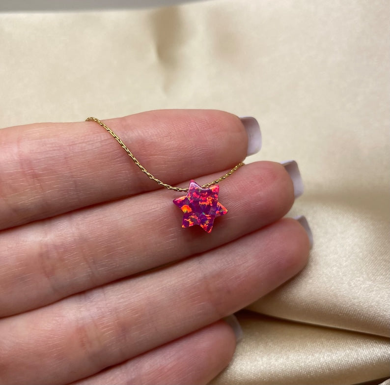 Opal Star of David Necklace – Minimalist Judaica Jewelry - OpaLandJewelry