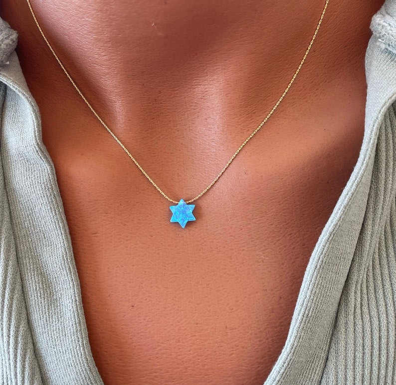 Opal Star of David Necklace – Minimalist Judaica Jewelry - OpaLandJewelry