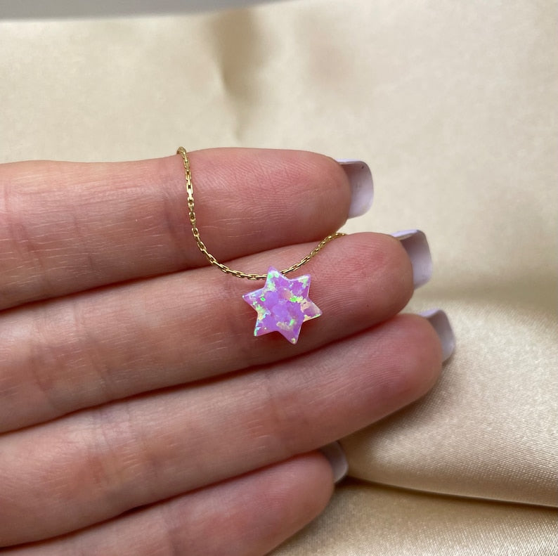 Opal Star of David Necklace – Minimalist Judaica Jewelry - OpaLandJewelry