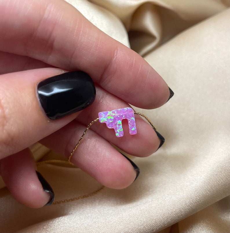 Chai hebrew letters opal pendants
