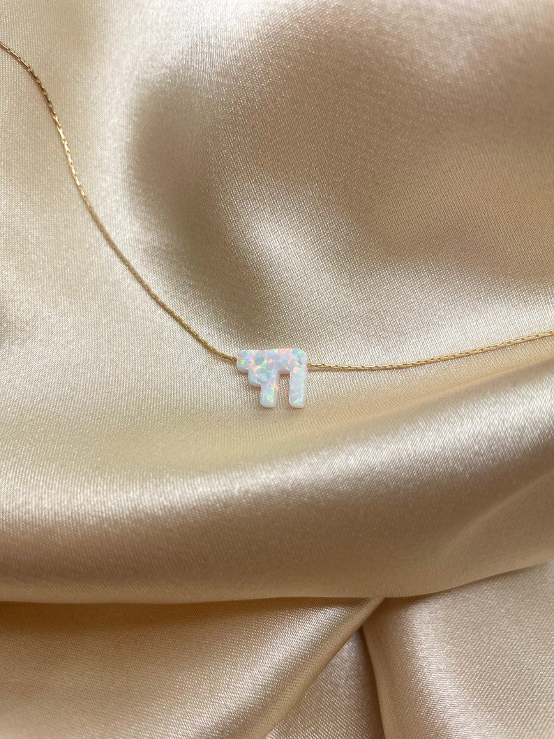 Chai hebrew letters opal pendants