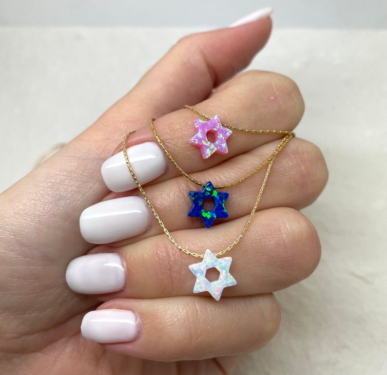 David star necklace Opal