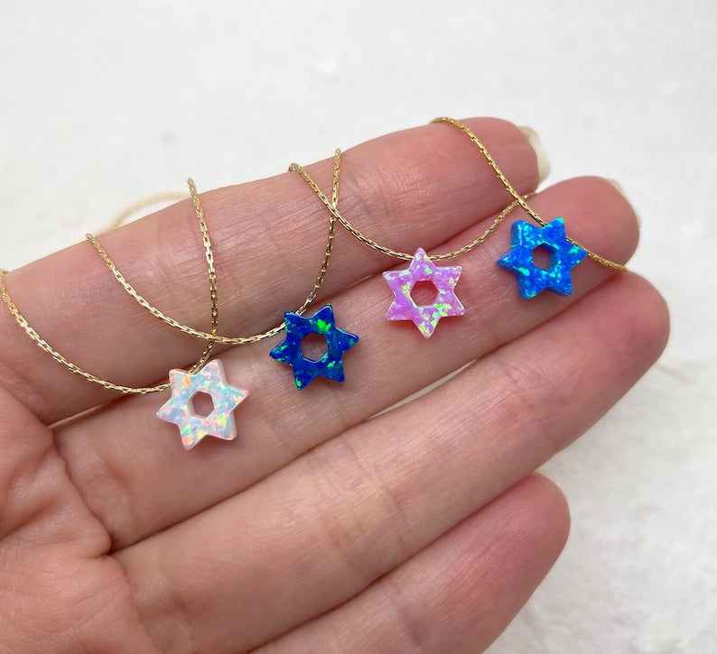 David star necklace Opal