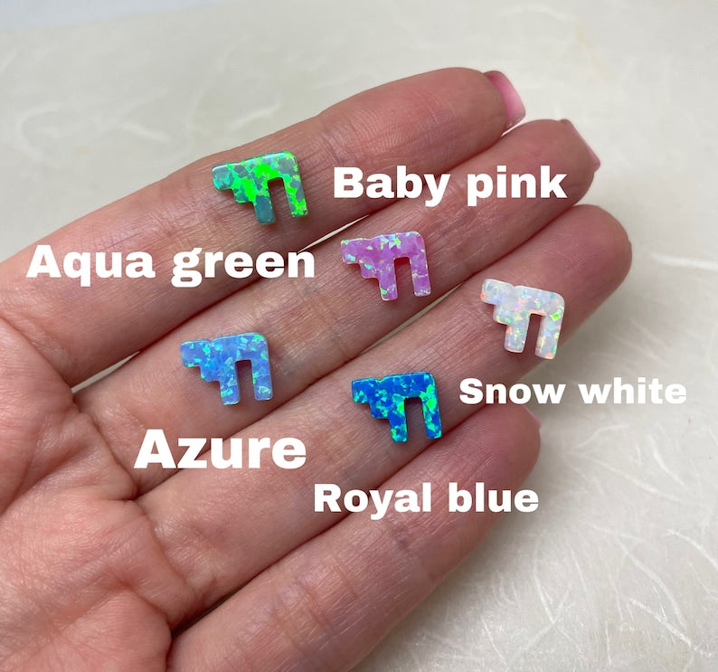 Chai hebrew letters opal pendants