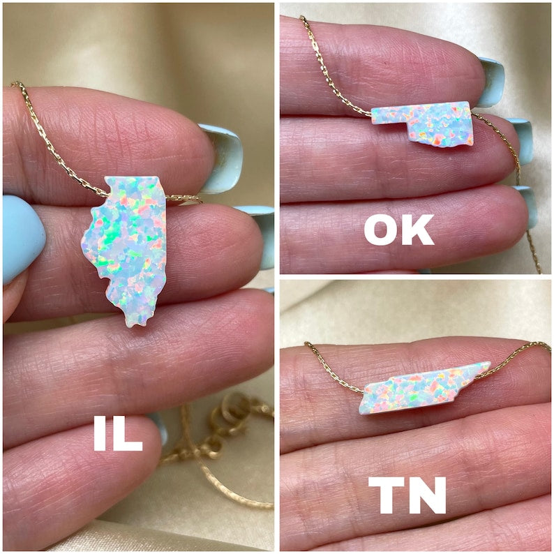 Opal State Necklace – Pick Your State - OpaLandJewelry