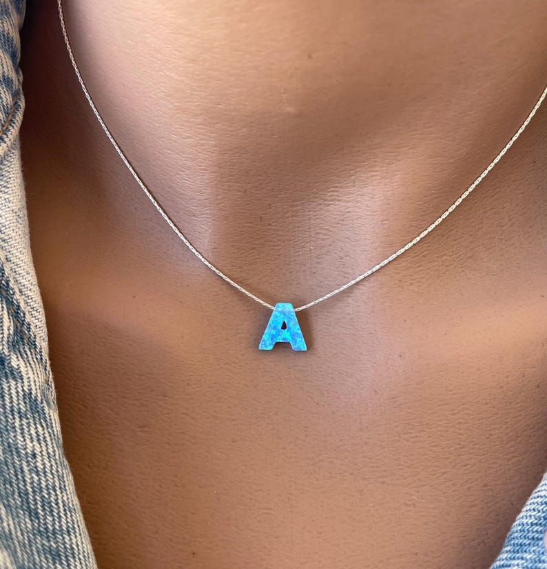 Letter a opal necklace