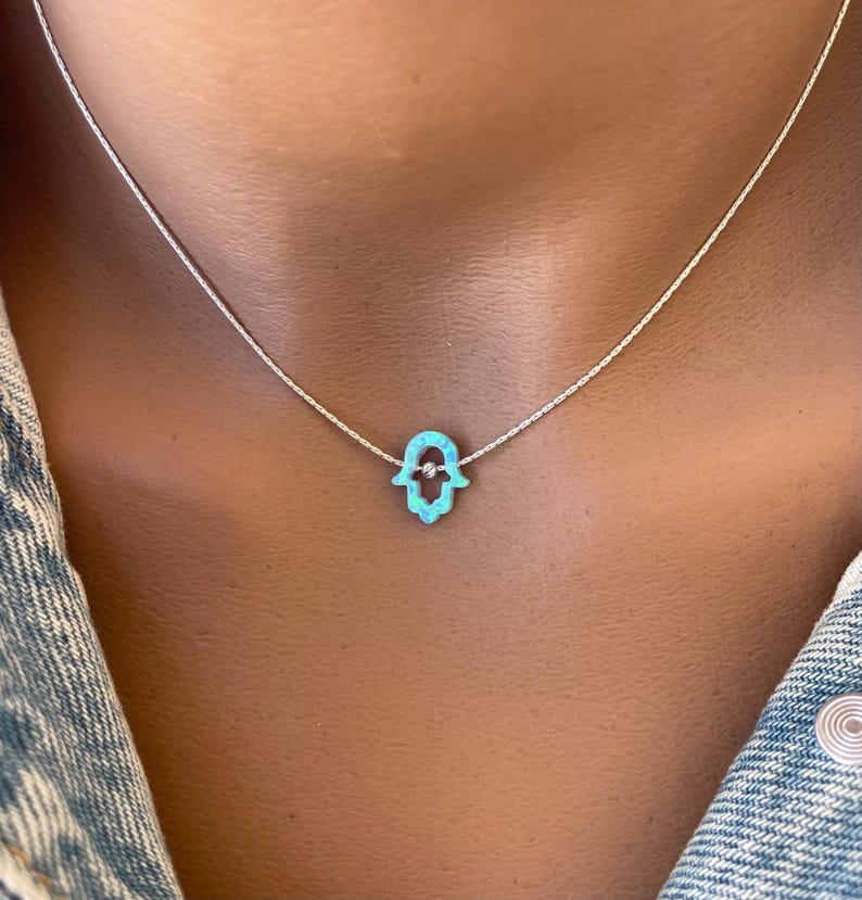 Cutout Hamsa Necklace – Opal Hamsa Charm - OpaLandJewelry