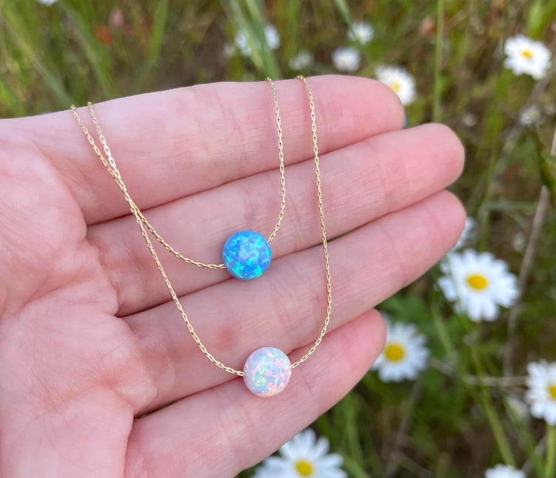 Tiny Opal Coin Necklace – Minimalist Elegance