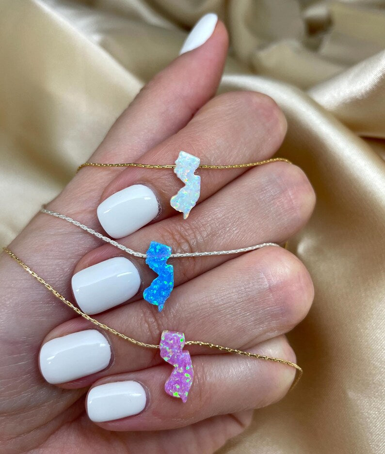 New Jersey Opal Necklace — NJ State Pendant