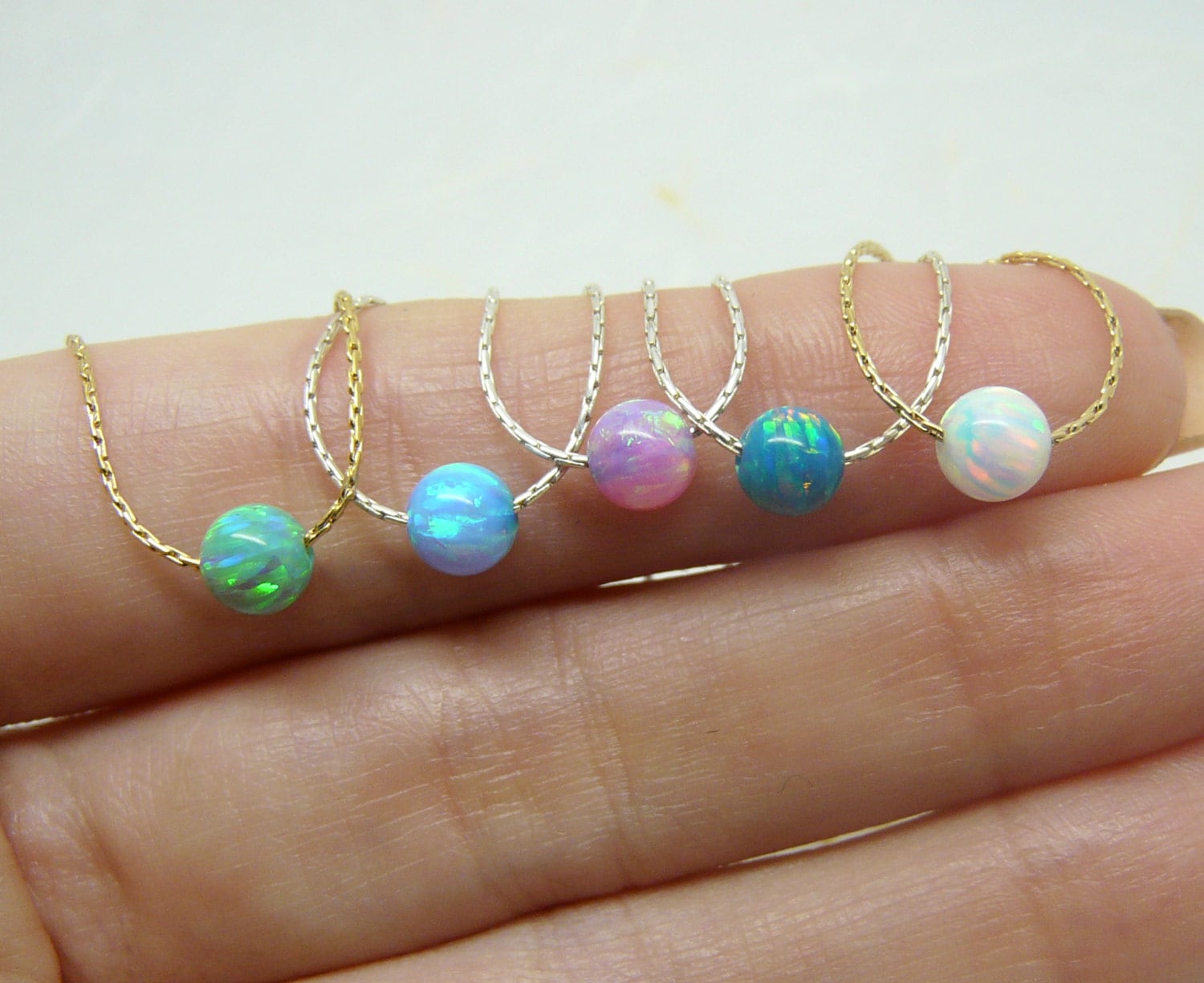 Opal Bead Necklace – Minimalist Elegance - OpaLandJewelry