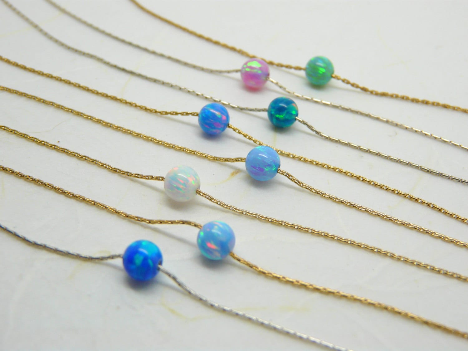 Opal Bead Necklace – Minimalist Elegance - OpaLandJewelry