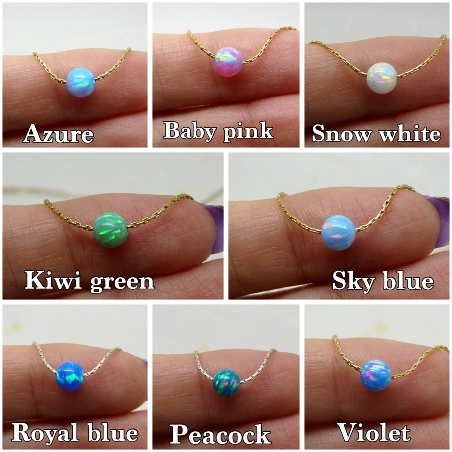 Opal Bead Necklace – Minimalist Elegance