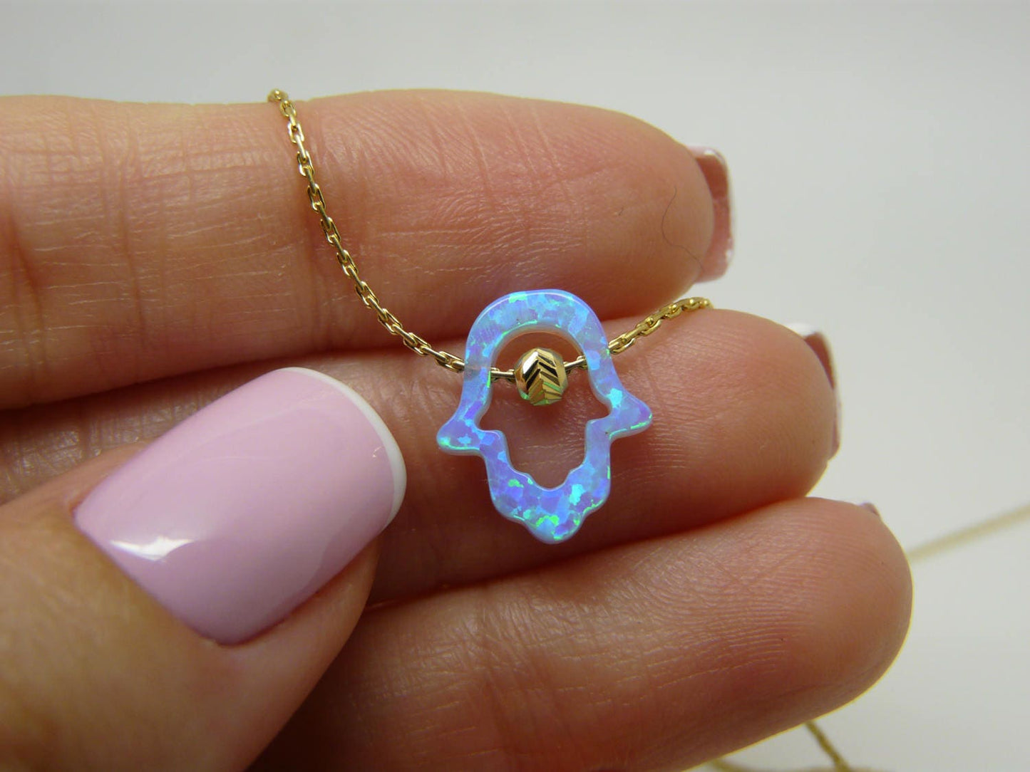 Opal Hamsa Necklace – Symbol of Protection