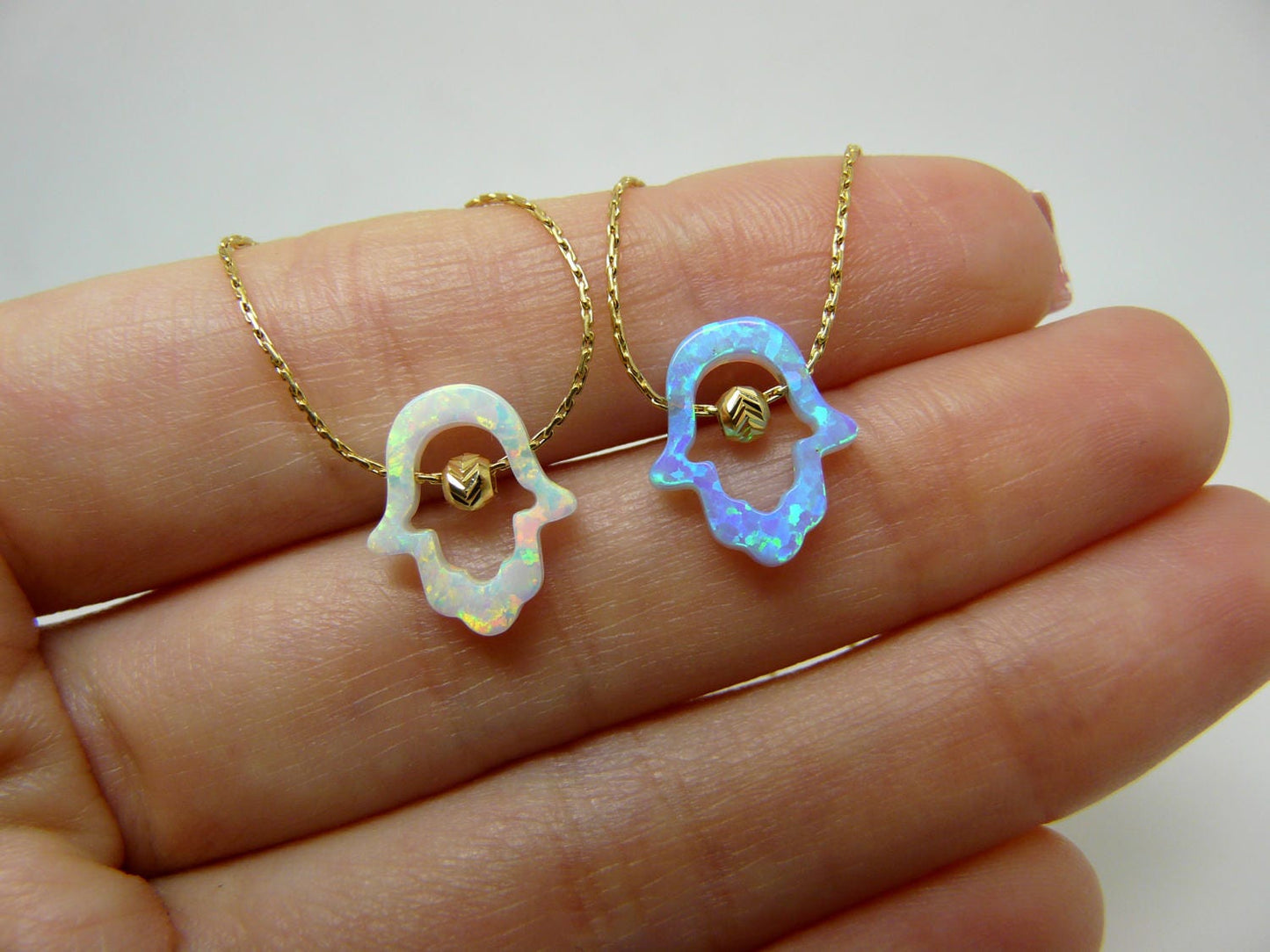 Opal Hamsa Necklace – Symbol of Protection