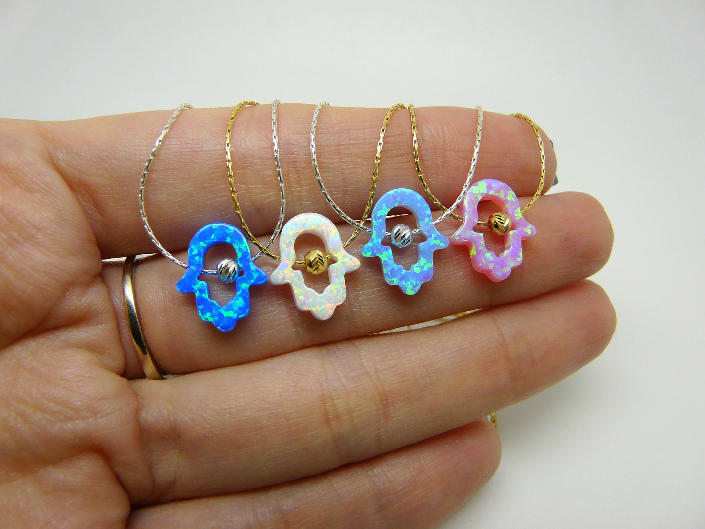 Opal Hamsa Necklace – Symbol of Protection