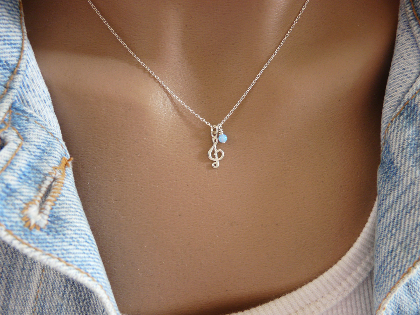 Treble Clef Music Necklace - Melody in Silver