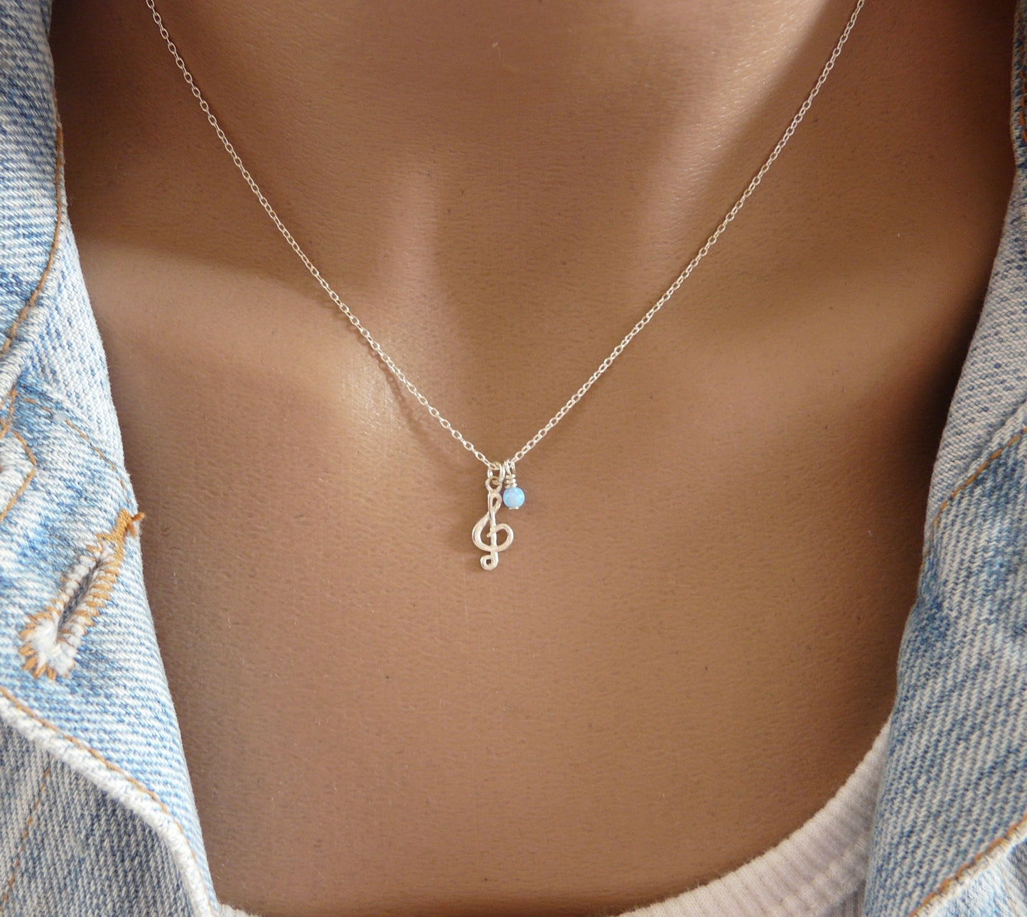 Treble Clef Music Necklace - Melody in Silver