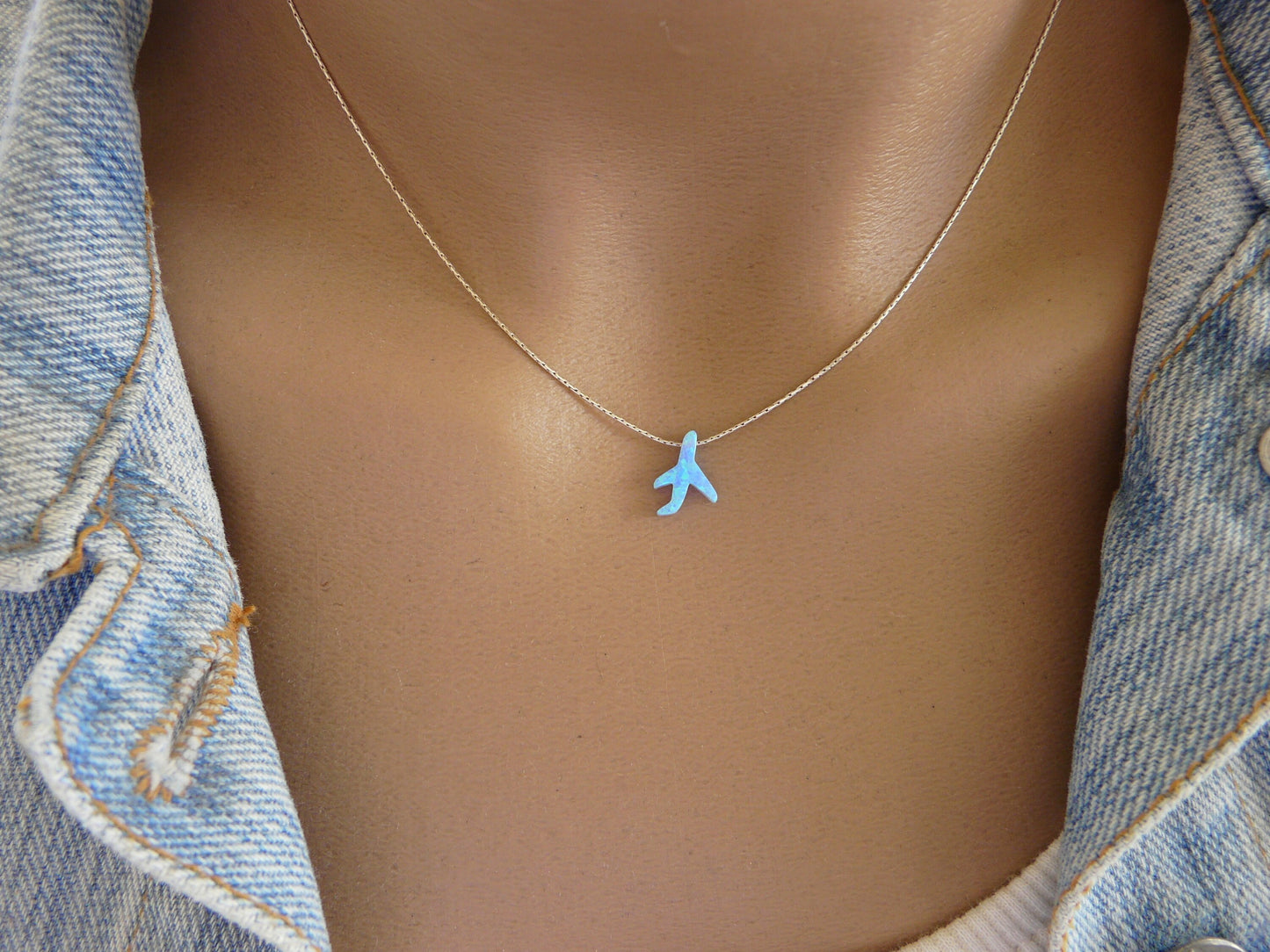 Opal Airplane Necklace