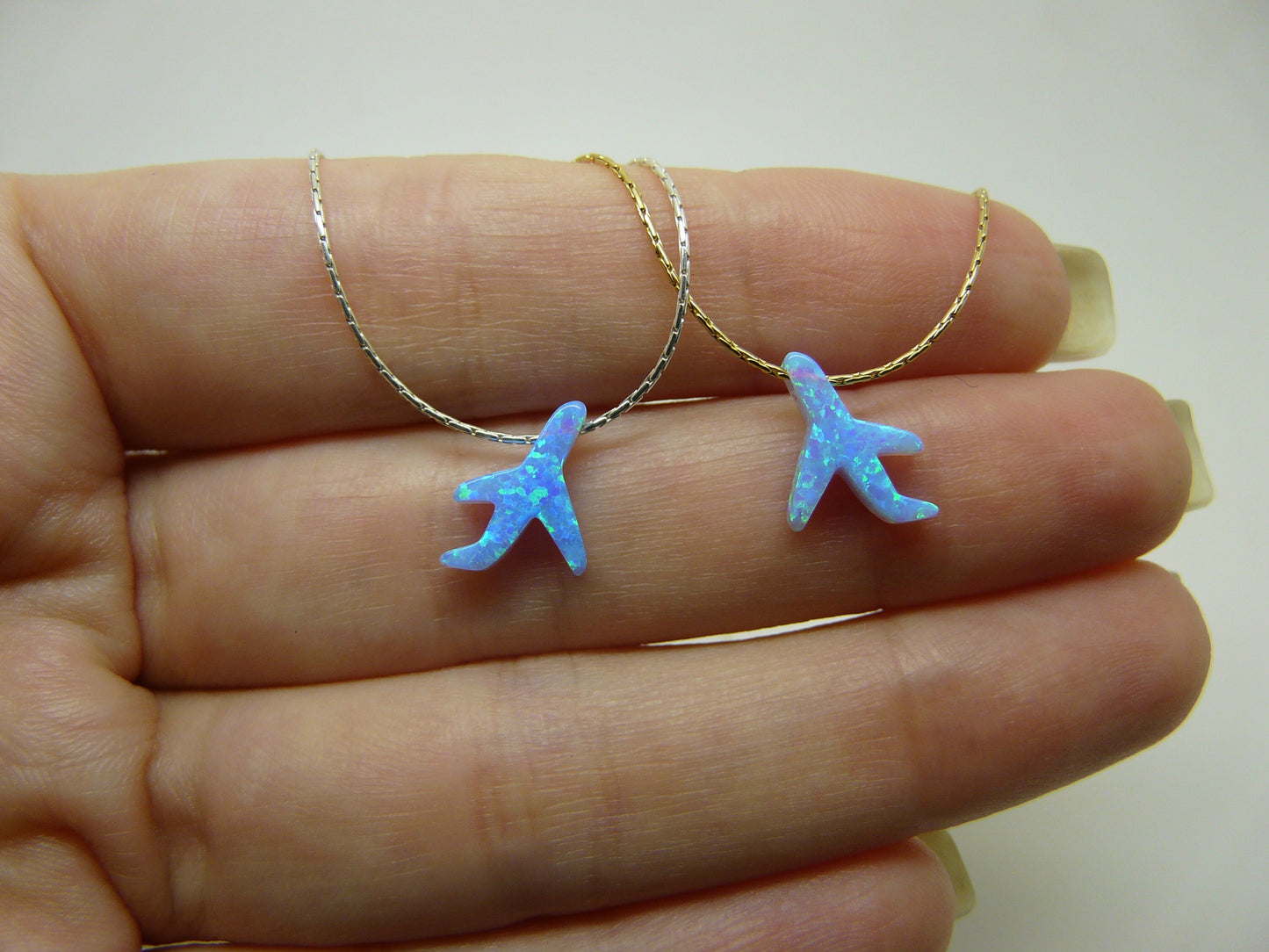 Opal Airplane Necklace