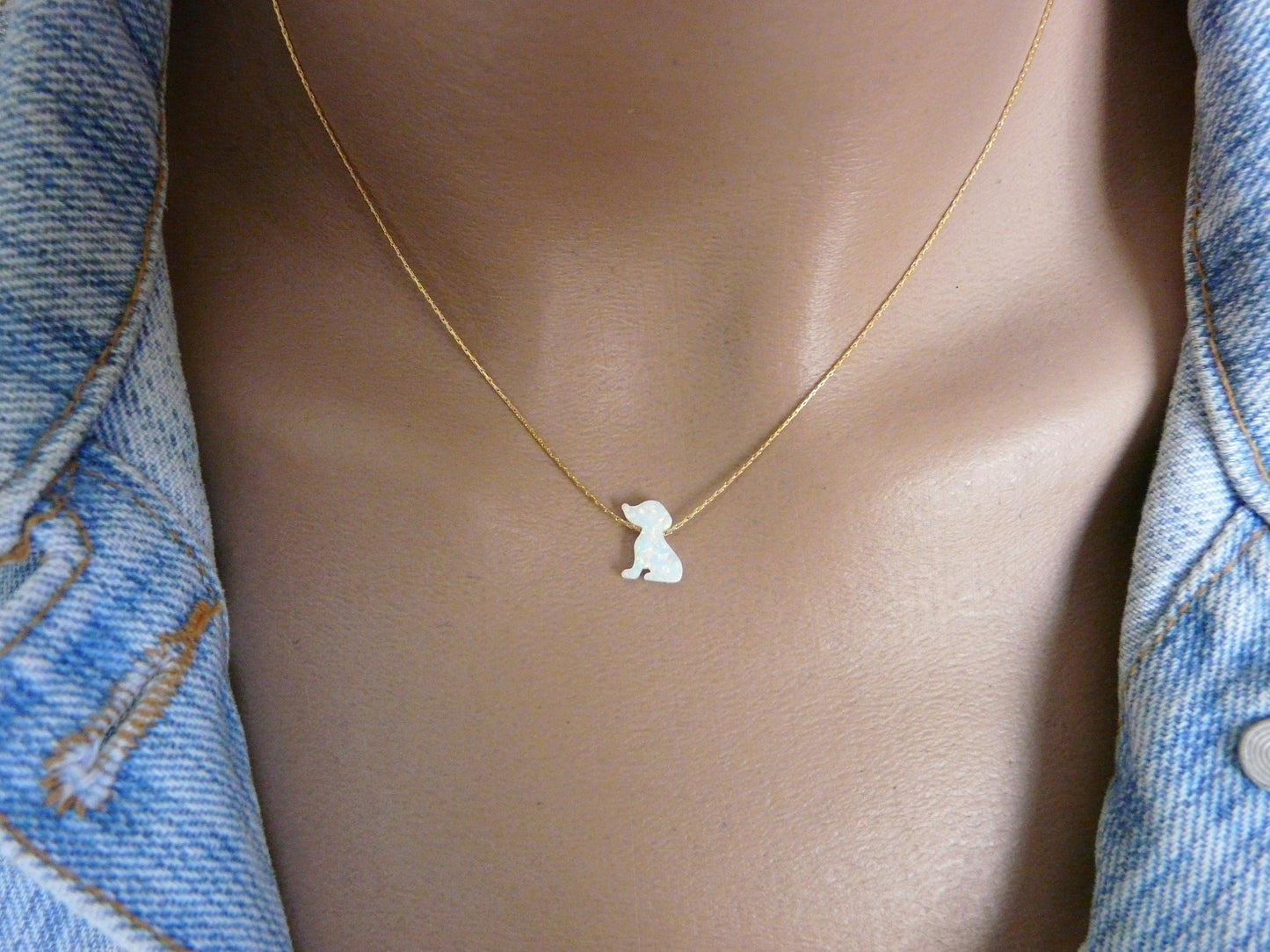 Adorable Opal Dog Necklace