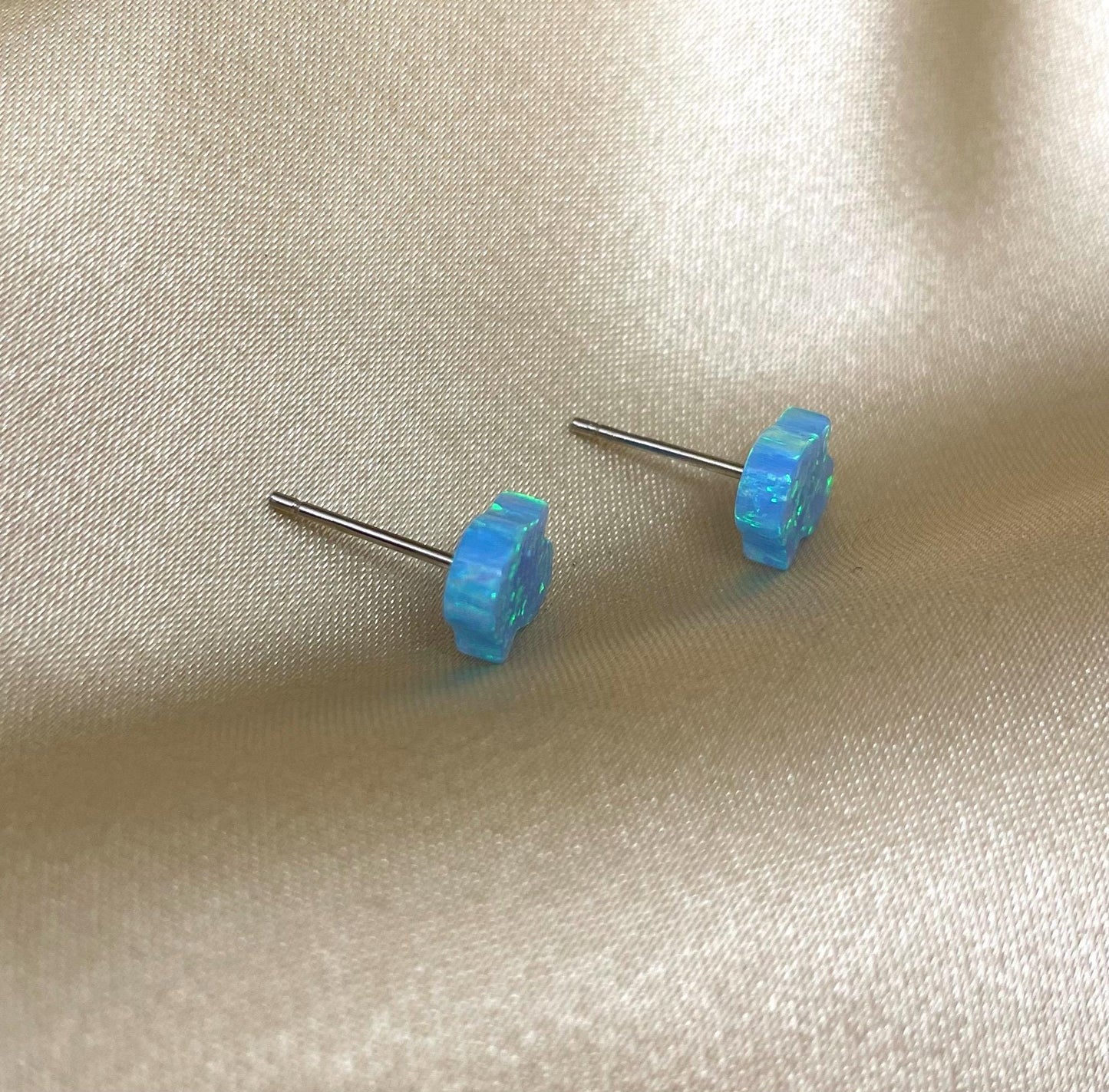 Blue Opal Hamsa Earrings
