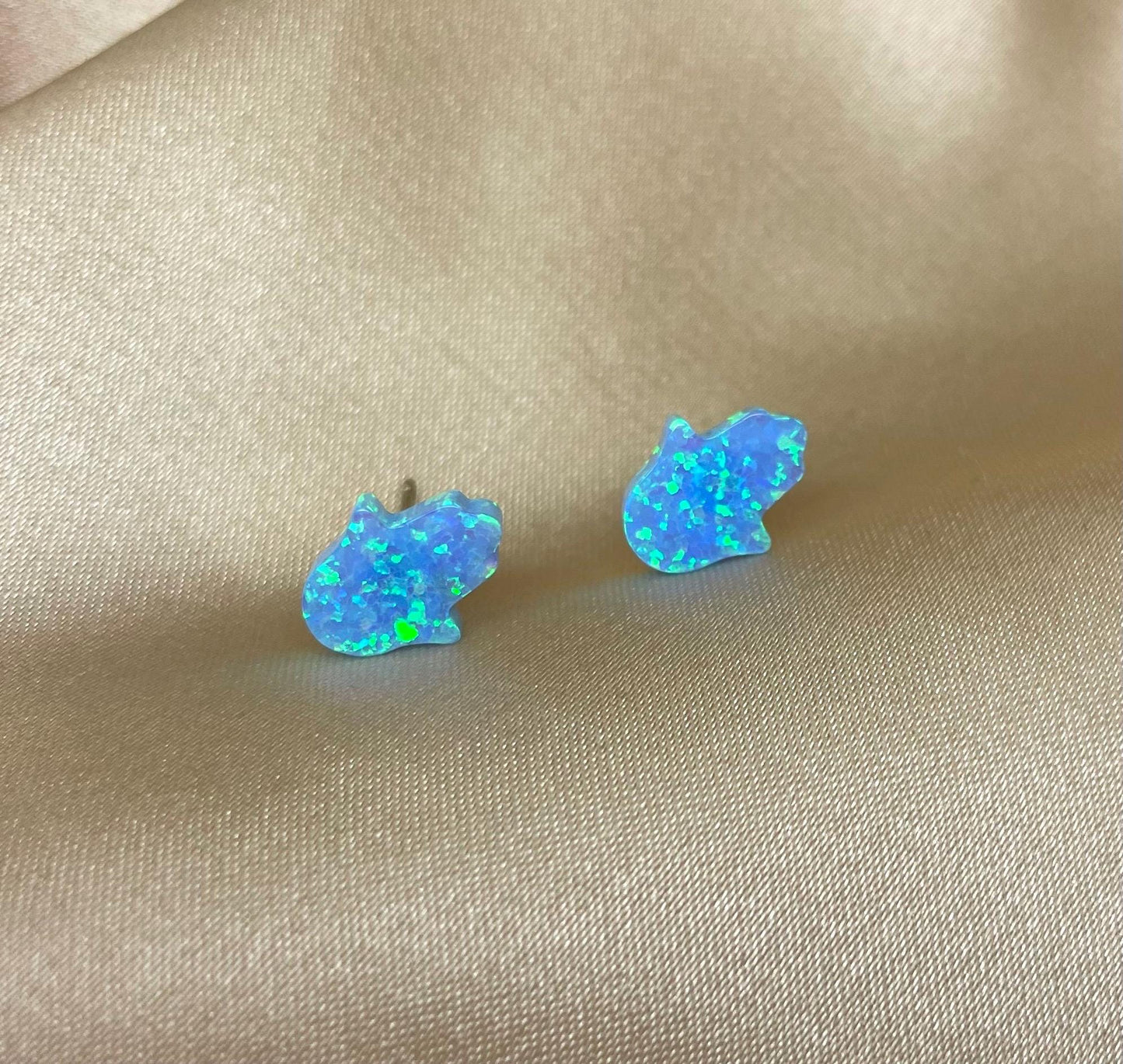 Blue Opal Hamsa Earrings