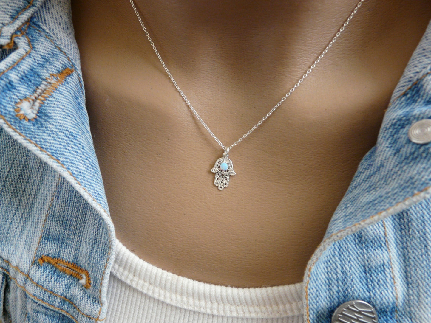 Sterling Silver Hamsa Necklace