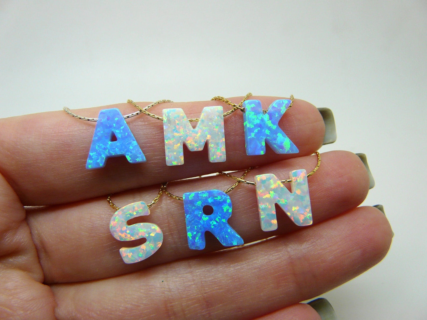 Opal Initial Necklace A-Z – Custom Letter